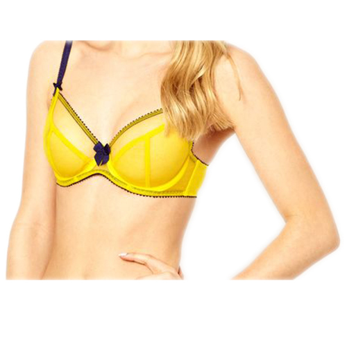 Claudette Dessous Full Coverage Bra Cyber Yellow Navy Sexy Women Ladies Lingerie