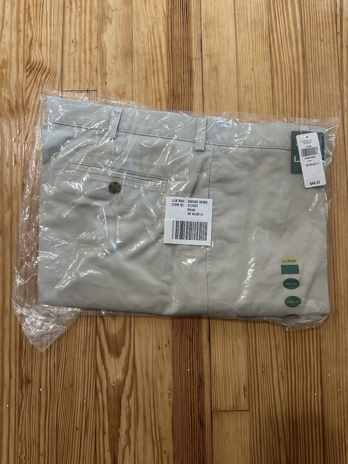 L.L. Bean Men’s DBL L Chino Pin W-F S/R Khaki Pants NWT