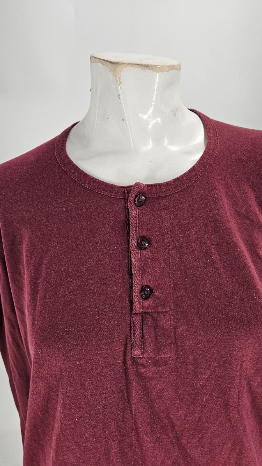Race Brand By Goldstar Men’s Shirt 44 Red Cotton Henley 1960s Sanforized