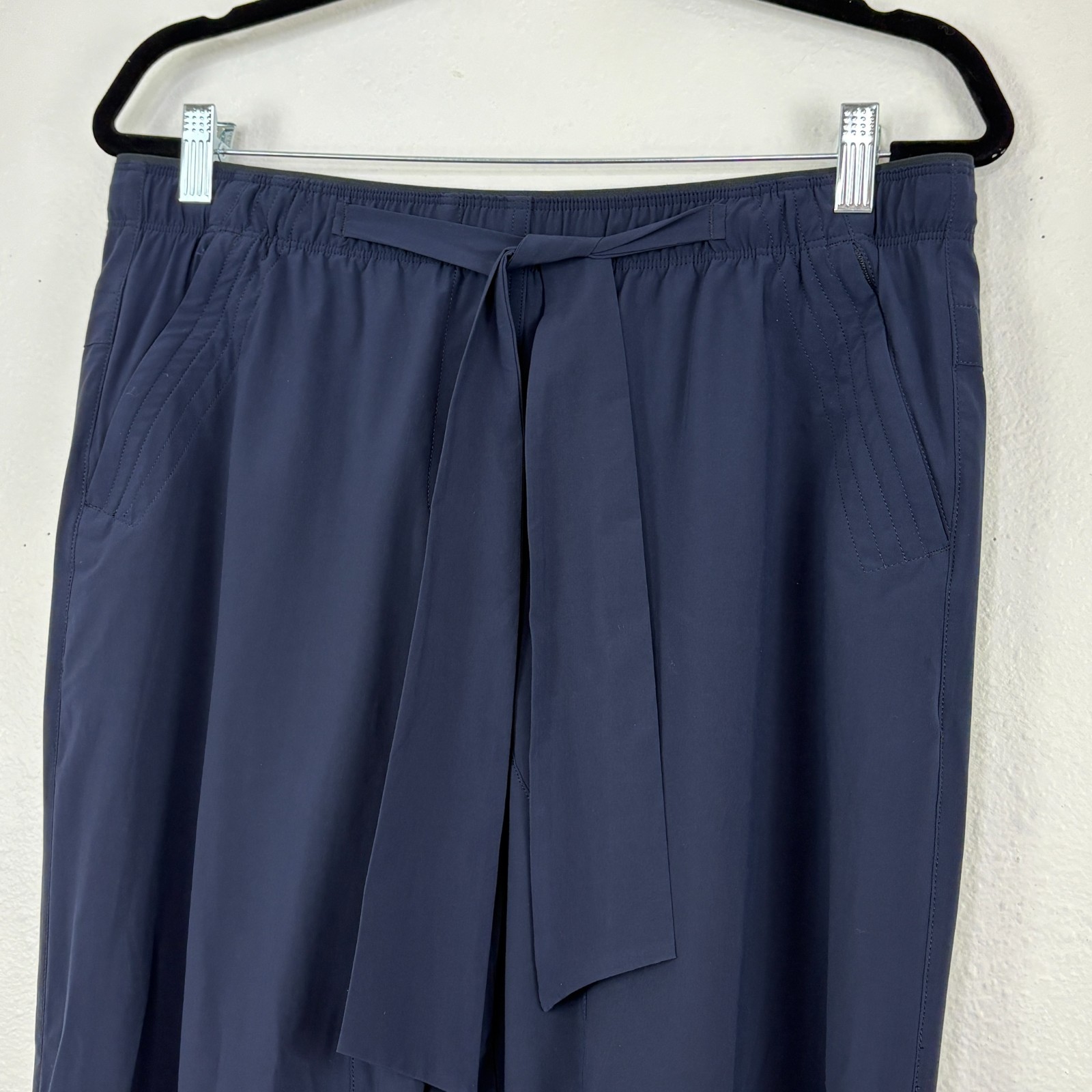 Paskho Serene Ultra Comfortable Jogger Pants Size L Tie Waist Baggy Fit Blue