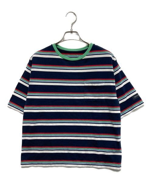 Madison Blue Women’s Navy Horizontal Stripes Pocket T-Shirt S Cotton