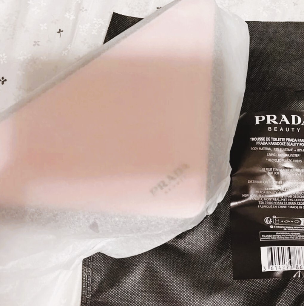 Prada Triangle Clutch Bag Cosmetic Pouch Pink & Black NWT
