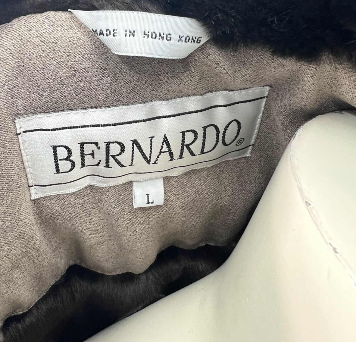 Bernando Fashion Coat Womens Size Large Brown Pockets Faux Sued New