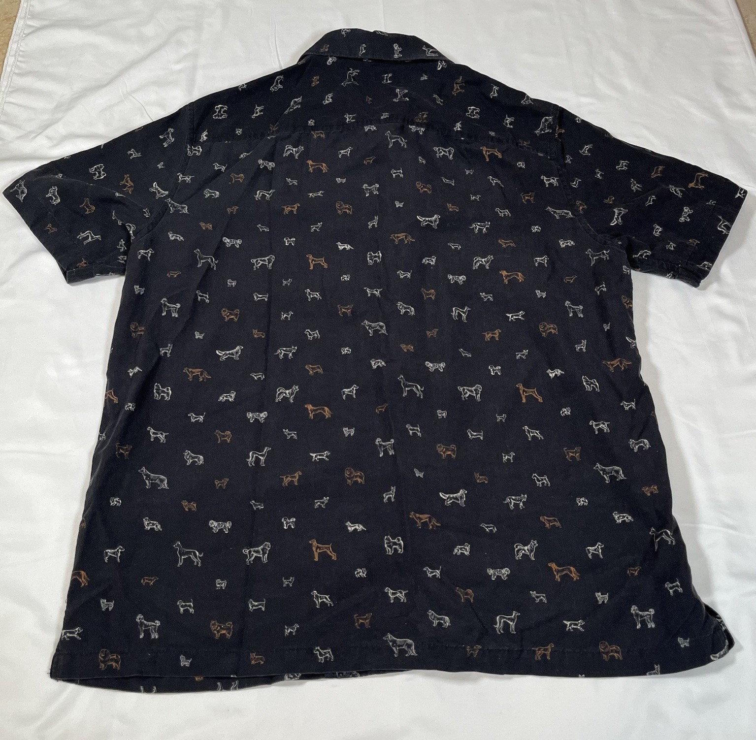 Tori Richard Mens XS All Over Dog Print Button Up Shirt Silk