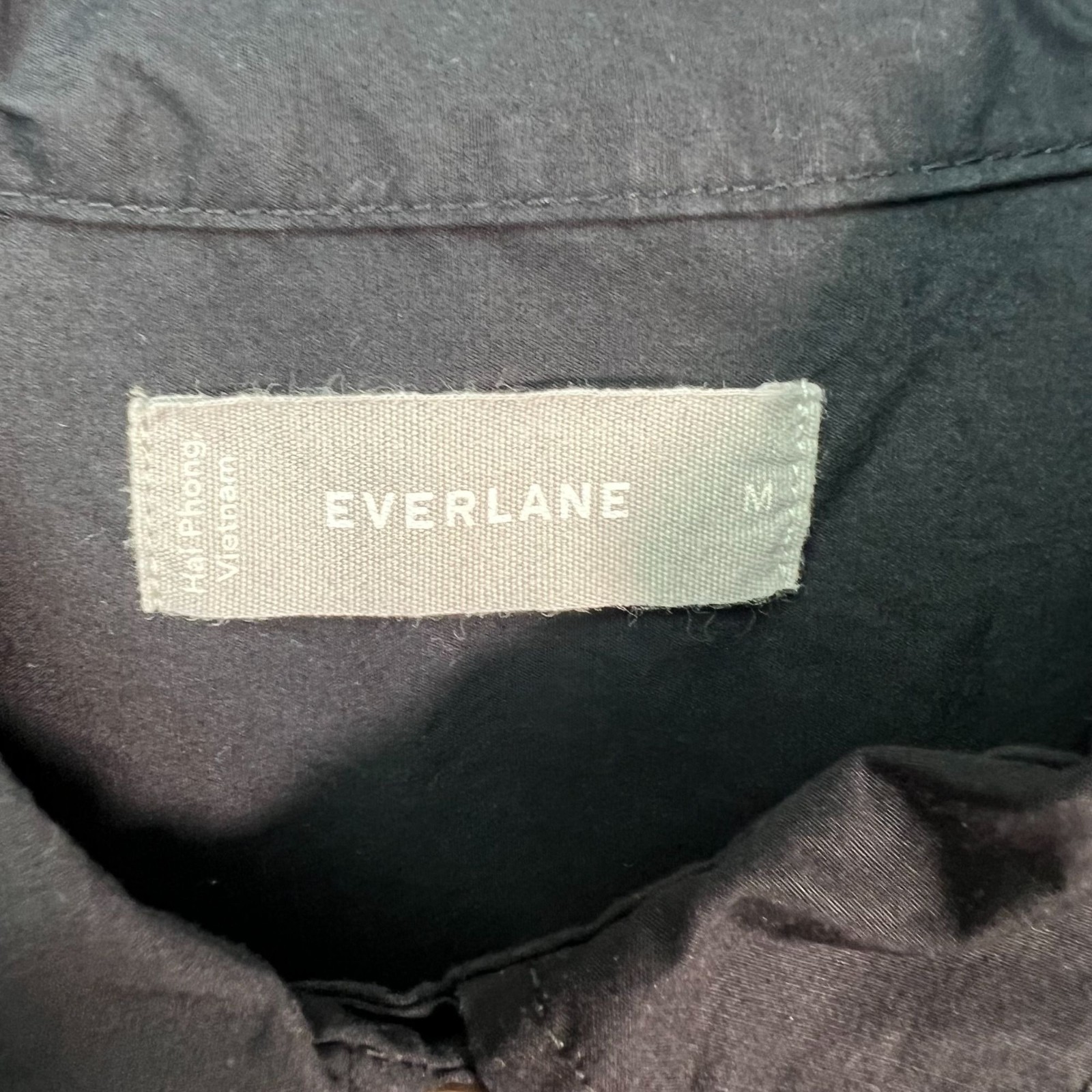 Everlane Womens Size Medium Black Short-Sleeve Button-Up Oversized Shirt