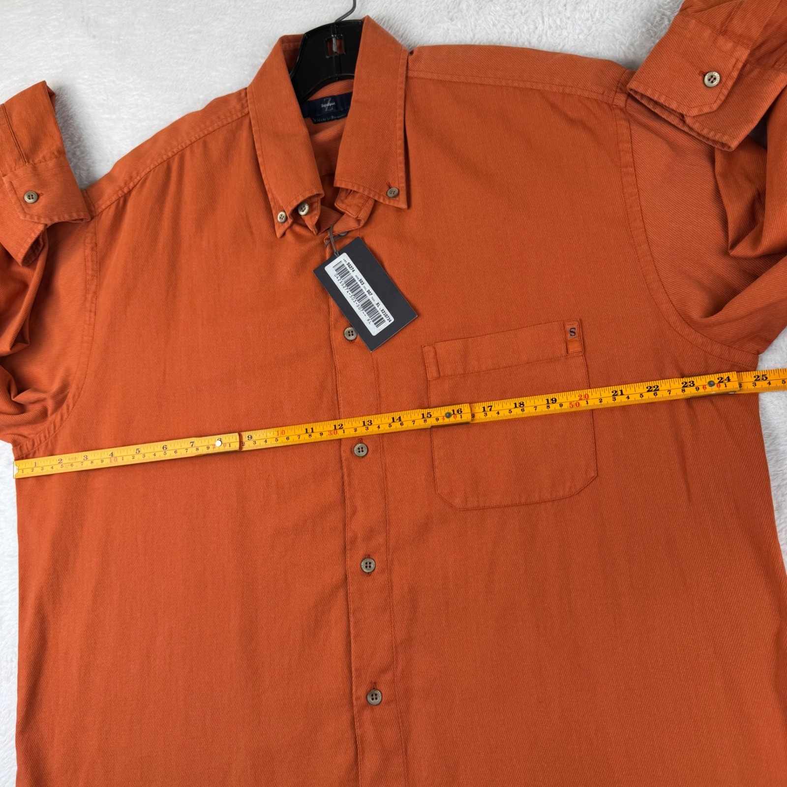 New With Tags Zegna Sport Button Down Shirt Mens XL Orange Long Sleeve Twill NWT