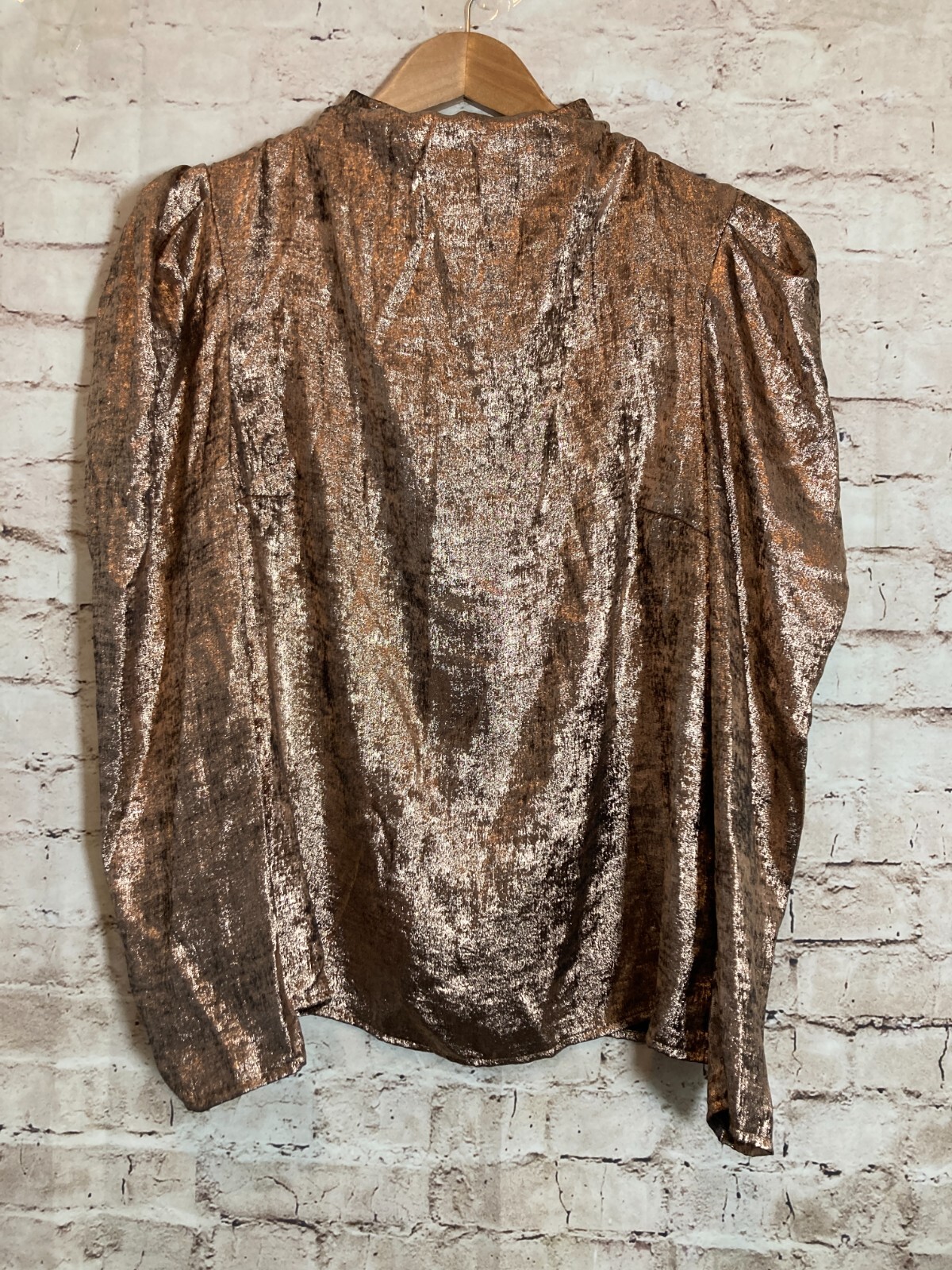 Future Collective Kahlana Barfield Brown Top Womens Small Copper Satin Shimmer