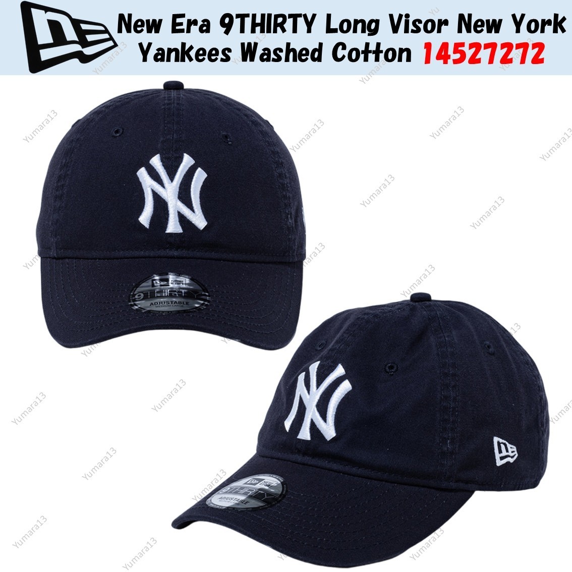 New Era 9THIRTY Long Visor New York Yankees Washed Cotton 14527272