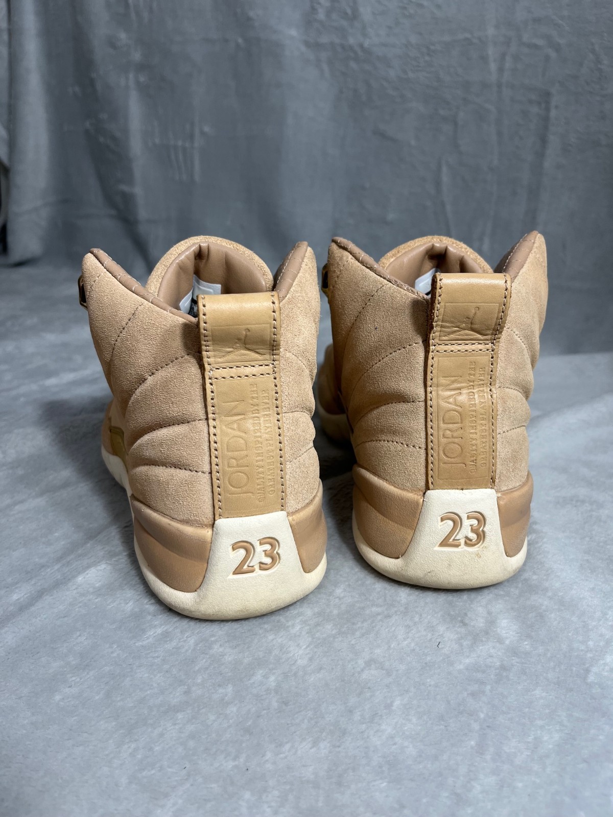 Nike Air Jordan 12 Retro Wheat Blush Beige Suede Gold Women Sneakers US 7 EU 38