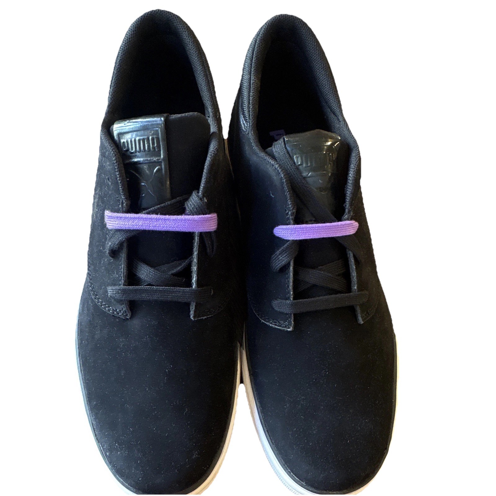 PUMA ecoOrthoLite Low Top Lace-Up Sneakers Black/Purple Suede Cushioned Men’s 10