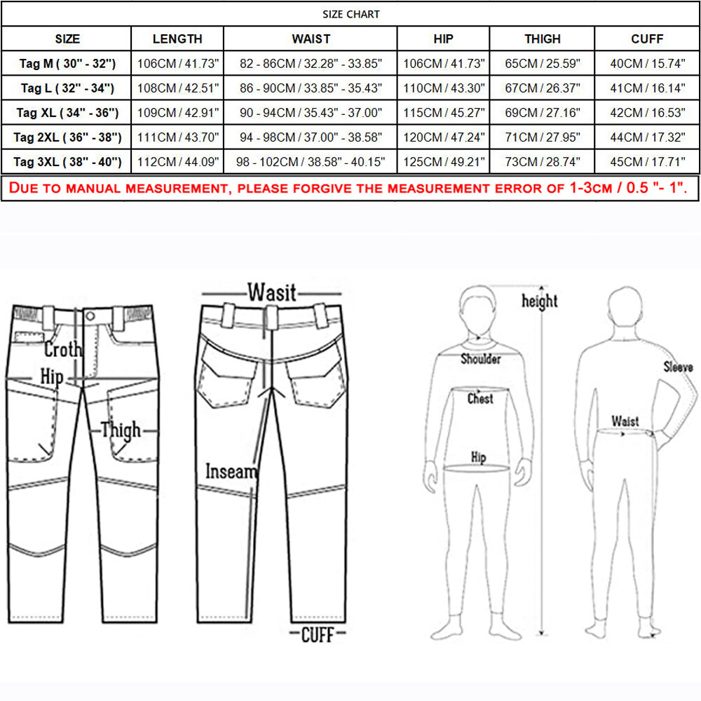 Mens Work Cargo Pants Tactical Combat Pants Outdoor Waterproof Hiking Trousers