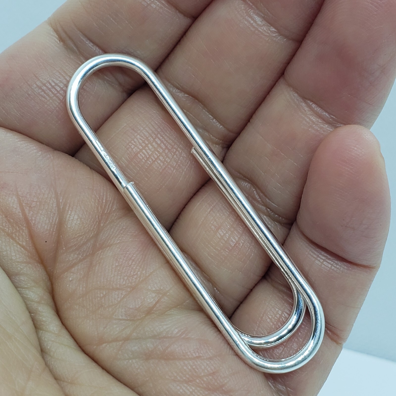 925 Sterling Silver Large Paper Clip Money Clip Made in Italy 2 3/8 x 5/8 inch