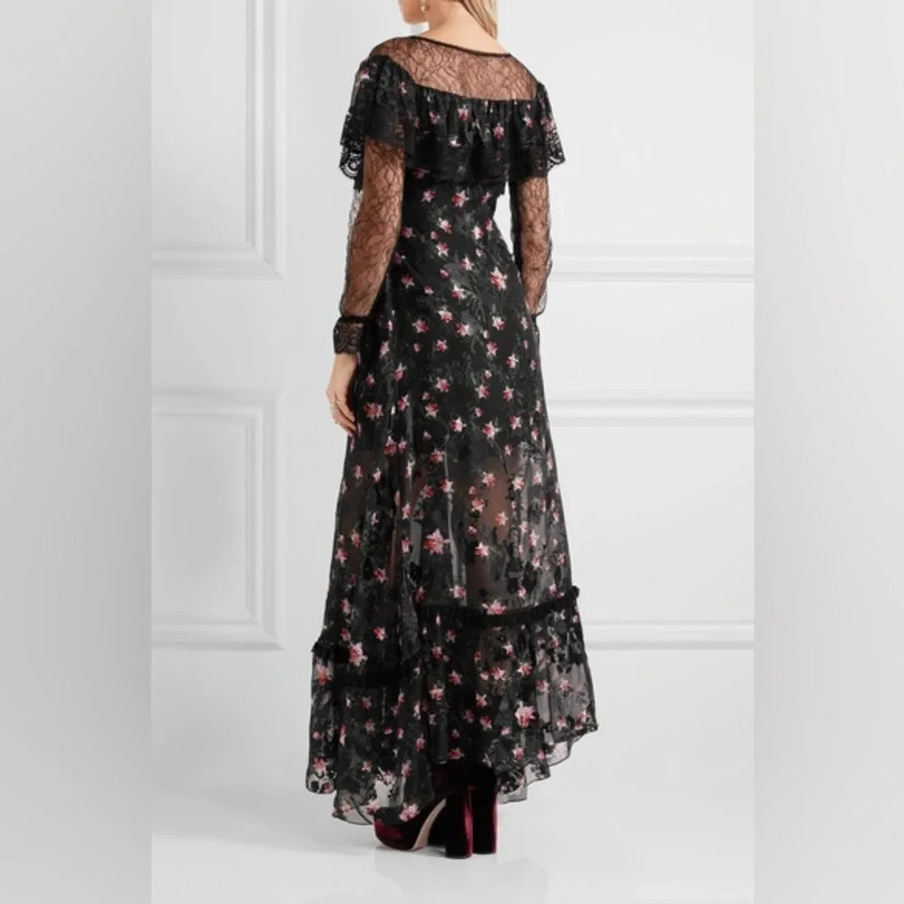 Preen By Thornton Bregazzi Lace Paneled Devor Chiffon Gown Dress. NWT $2,850