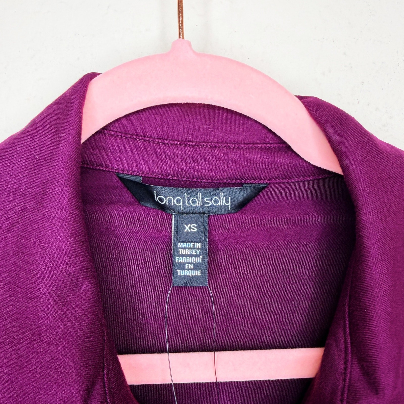 NWT Long Tall Sally Button Down Purple Belted Tie Waist T Shirt Tunic Mini Dress