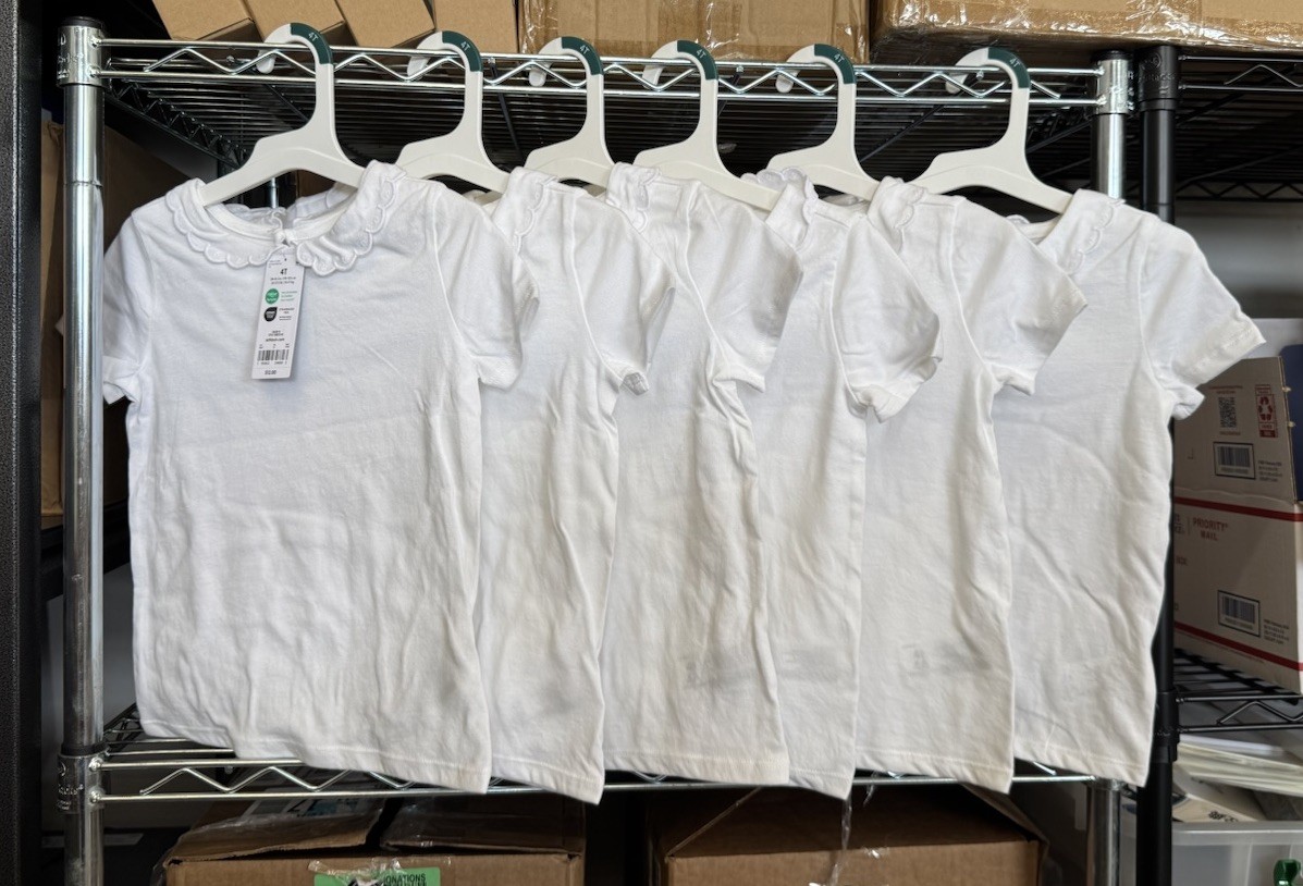 OshKosh B’gosh Toddler Girls’ Peter Pan Short Sleeve Top – White 4T, Lot Of 6