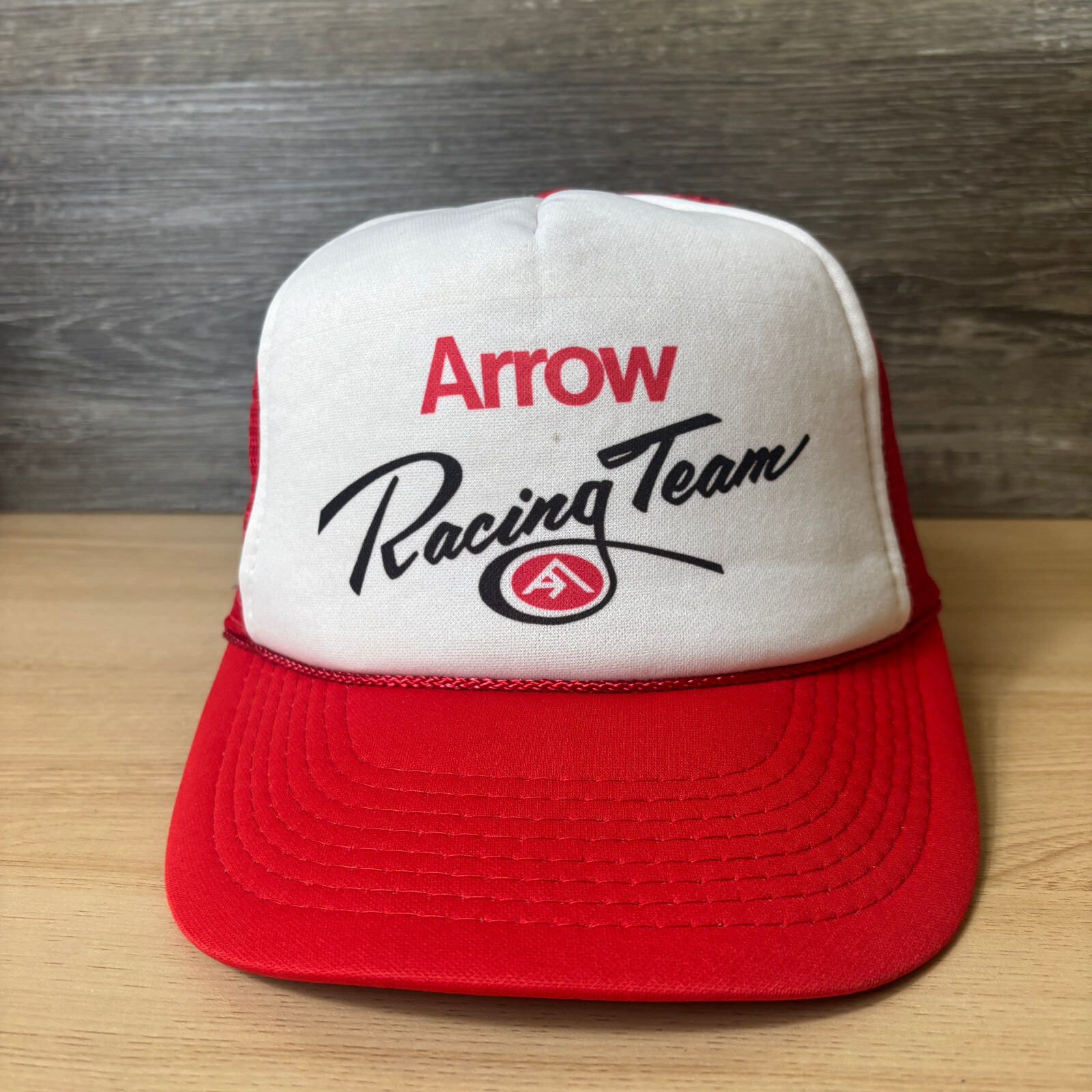 Vintage Arrow Racing Team Hat Cap Snapback Red Trucker 90s