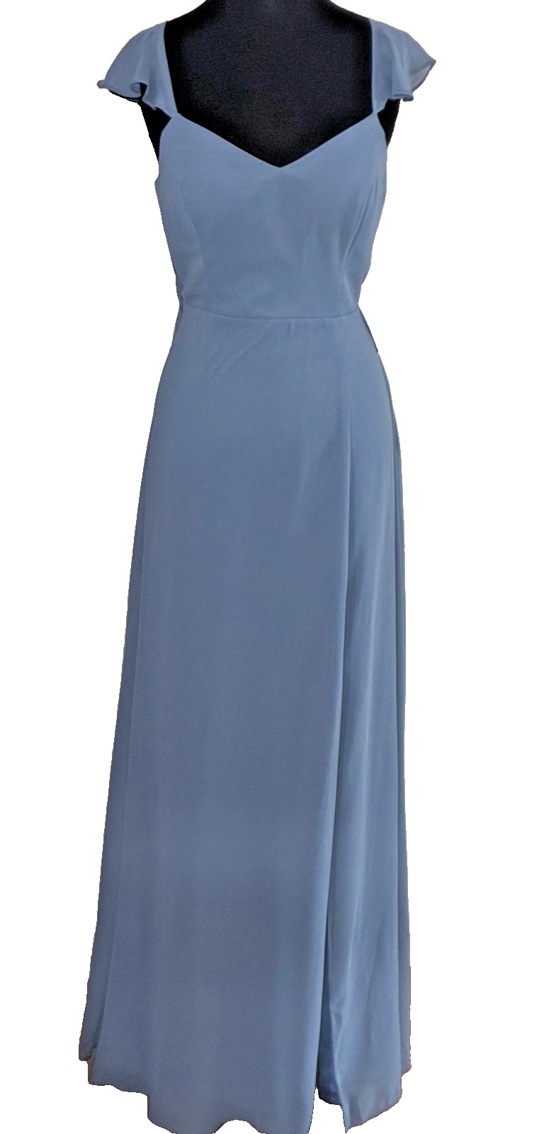 NWT-B Levkoff 7152 Chiffon Cap Sleeves Dress Back Panels Slit -Sz 12 MSRP $179