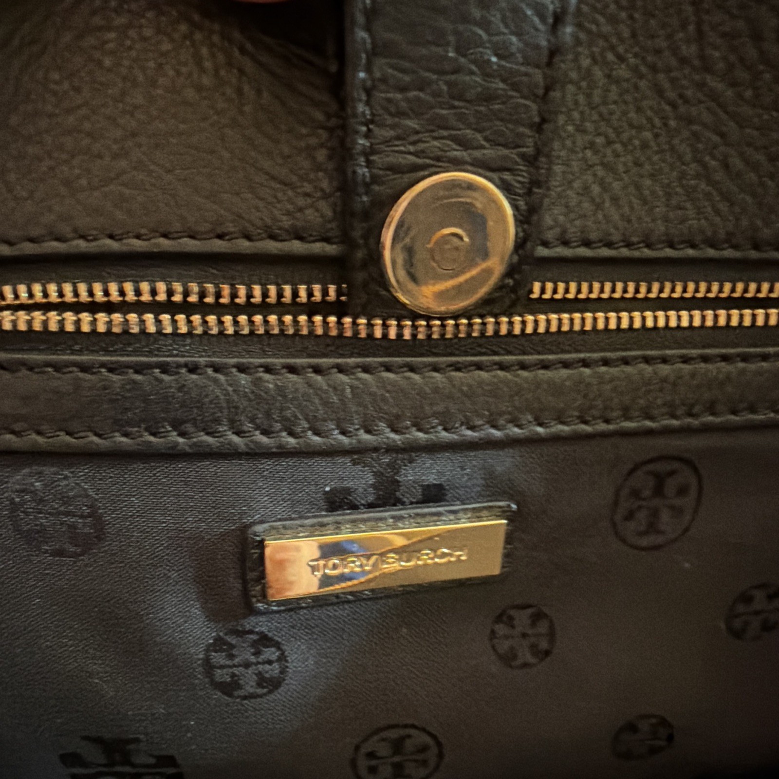Tory Burch Black Leather Mercer Dome Satchel Tote Bag