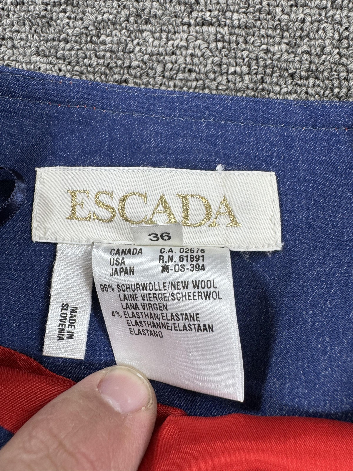 Escada 2 Piece Skirt Set Womens Small 36 Blue Wool Tank Pencil Lined Workwear
