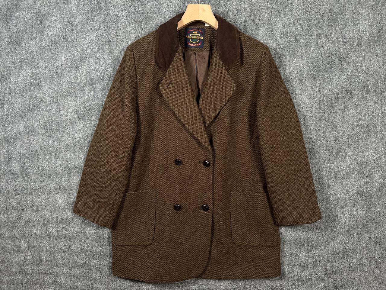 Vtg Mackintosh Dillard’s Women’s 90s Brown Wool Blend Herringbone Coat Size 16
