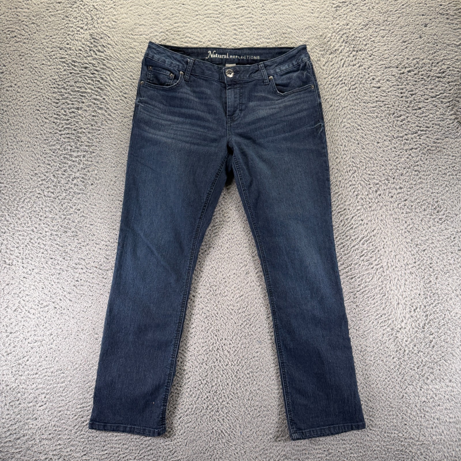 Natural Reflections Jeans Women 10P Blue Cotton Denim Straight Leg Faded Stretch