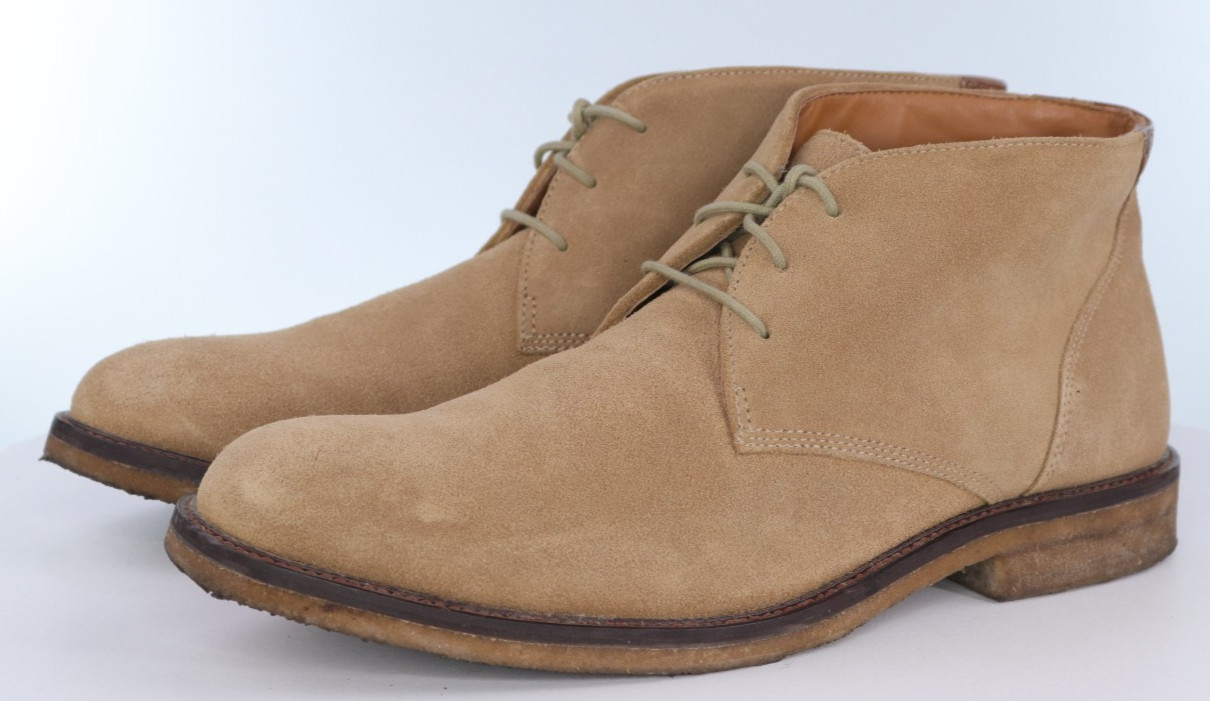 Johnston & Murphy Men’s Chukka Boots Size 11.5 M Suede Tan Sheepskin Lined