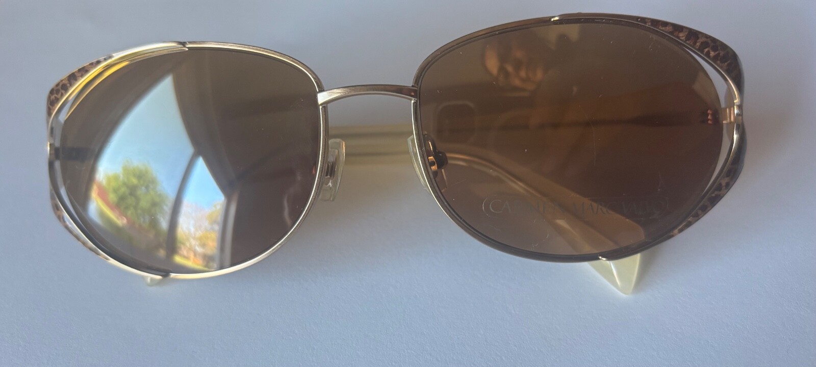 Carmen Marc Valvo Designer Celeste RX-ABLE Gold Oval Metal Sunglass Japan NWOT