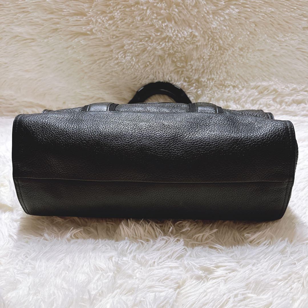 Tory Burch Tote Bag Ella All Leather Black A4 Compatible