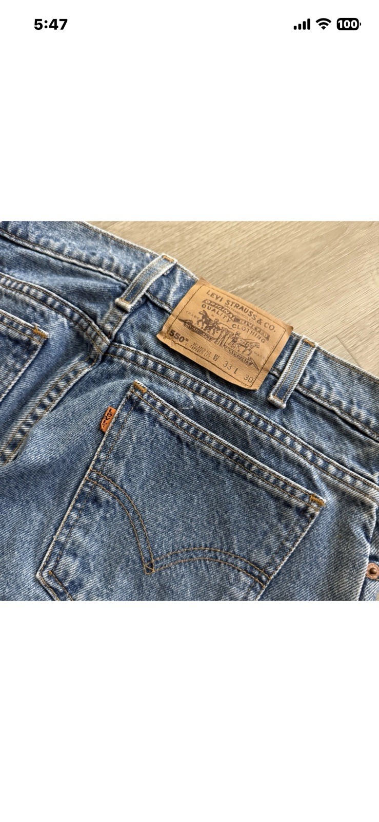 Vintage Levis 550 Jeans Mens 33×30 Blue Relaxed Tapered Leg Denim Orange Tab