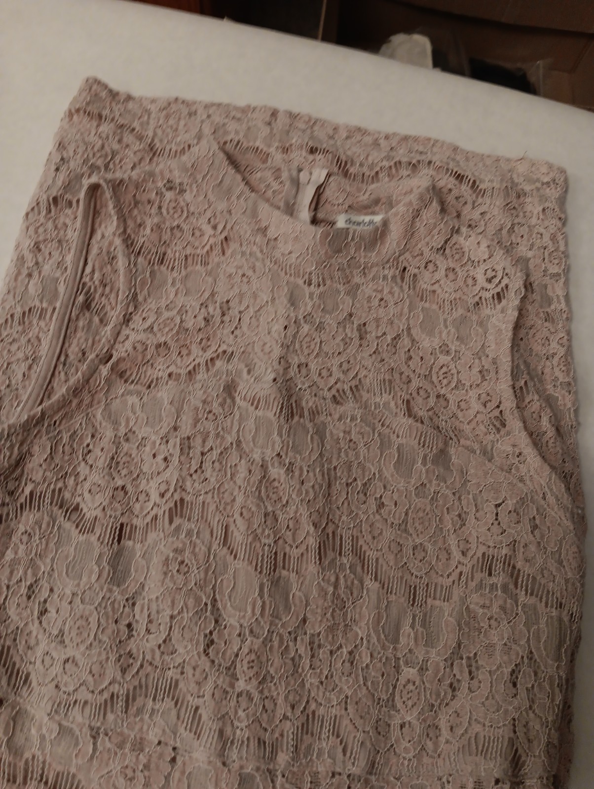 Charlotte Russe, Lace Sleeveless Dress mock neck Junior Women’s Beige/Cream M