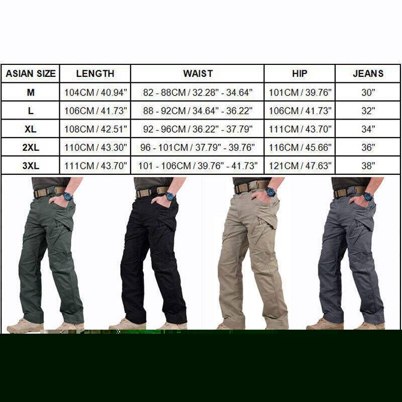 US Men Tactical Cargo Pants Soldier Straight-fit Work Combat Trousers Outdoor