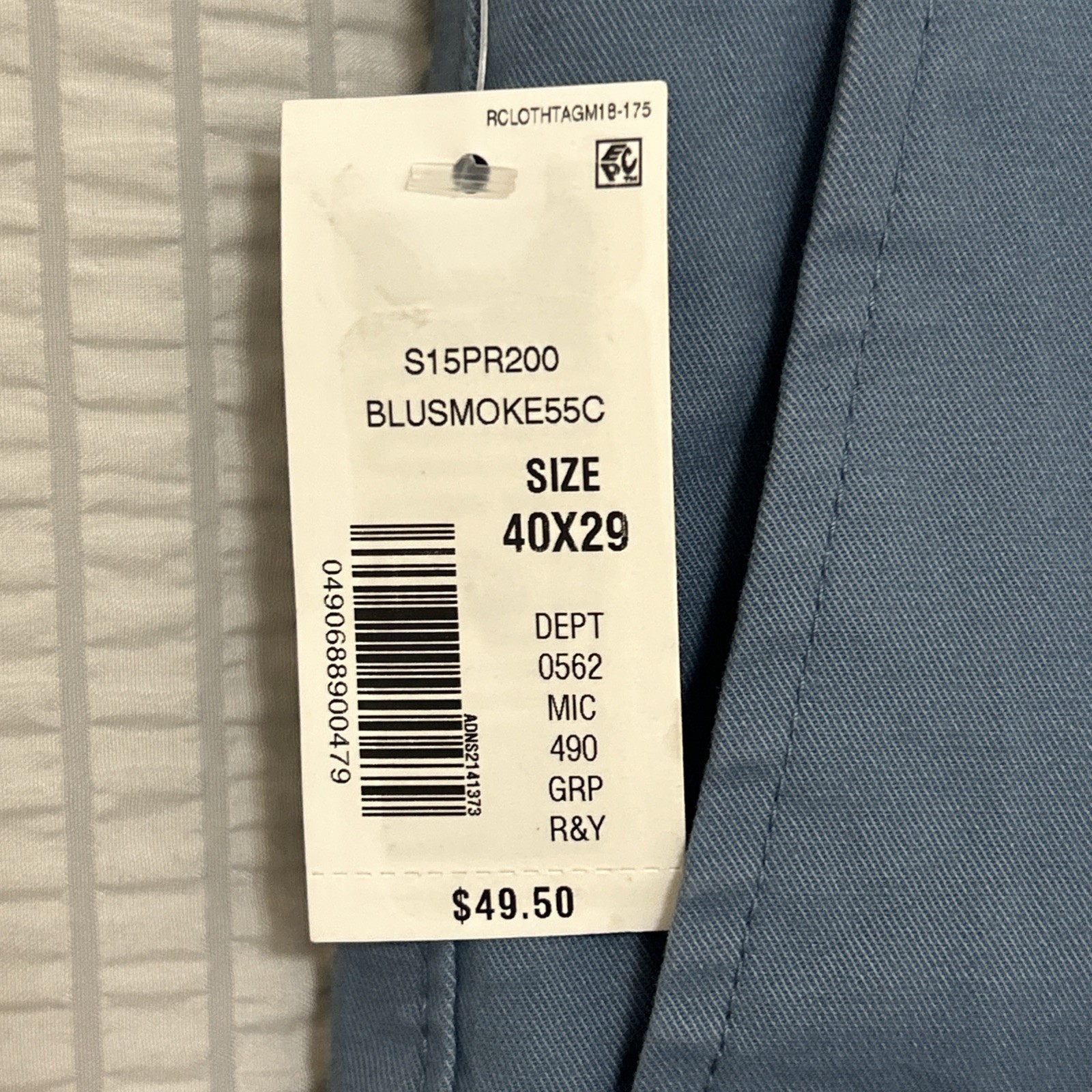 Roundtree & Yorke Men 40X29 Classic Fit Flat Front Pants Stretch Fabric Blue NWT