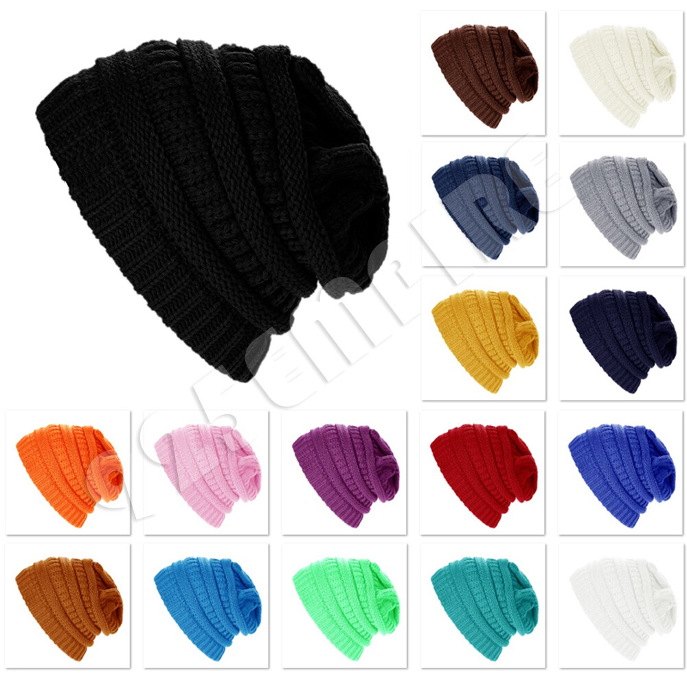 Unisex Knitted Slouchy Baggy Beanie Winter Hat Ski Skull Cap