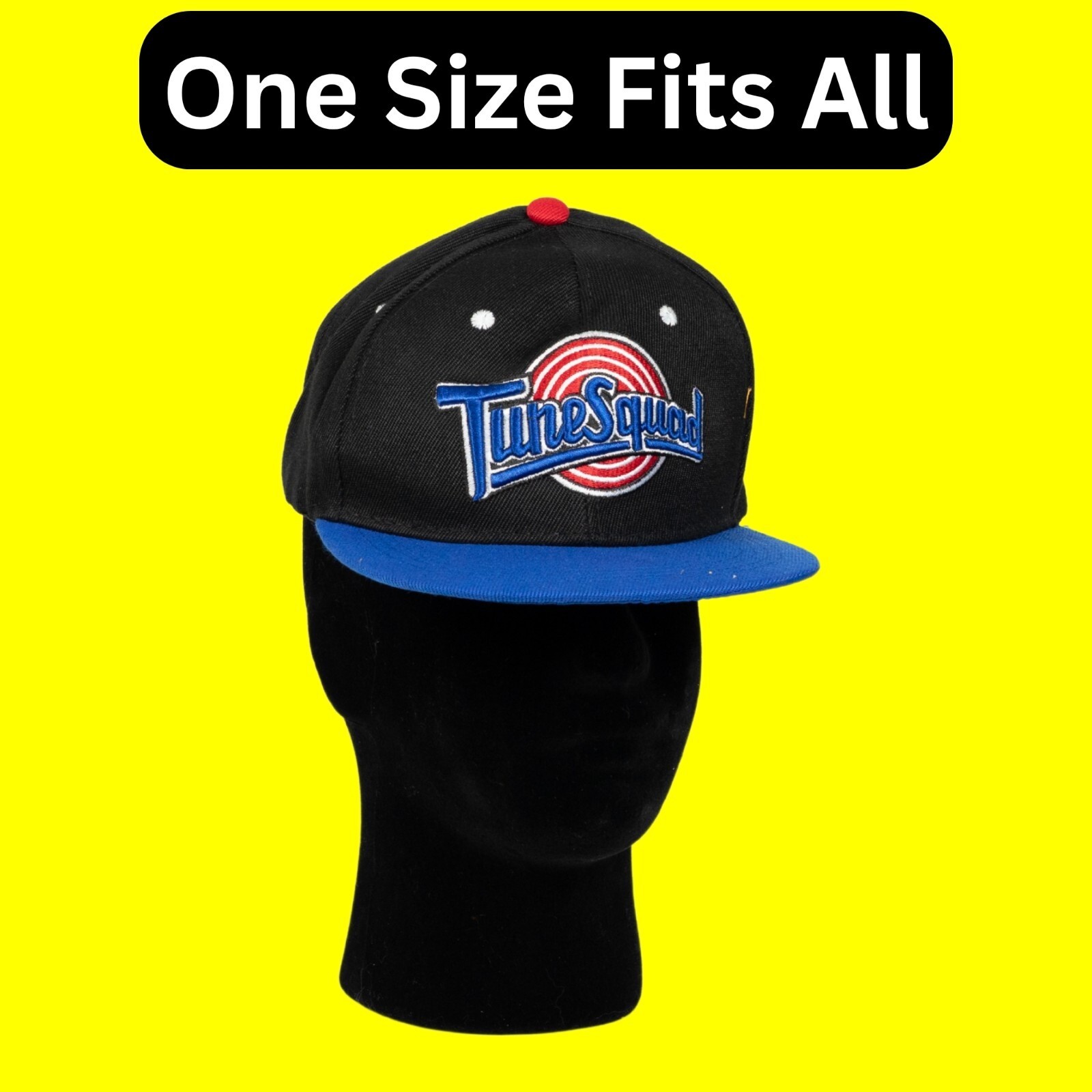 Space Jam Tune Squad Hat Black Blue Snapback Flat Brim Looney Tunes Cap
