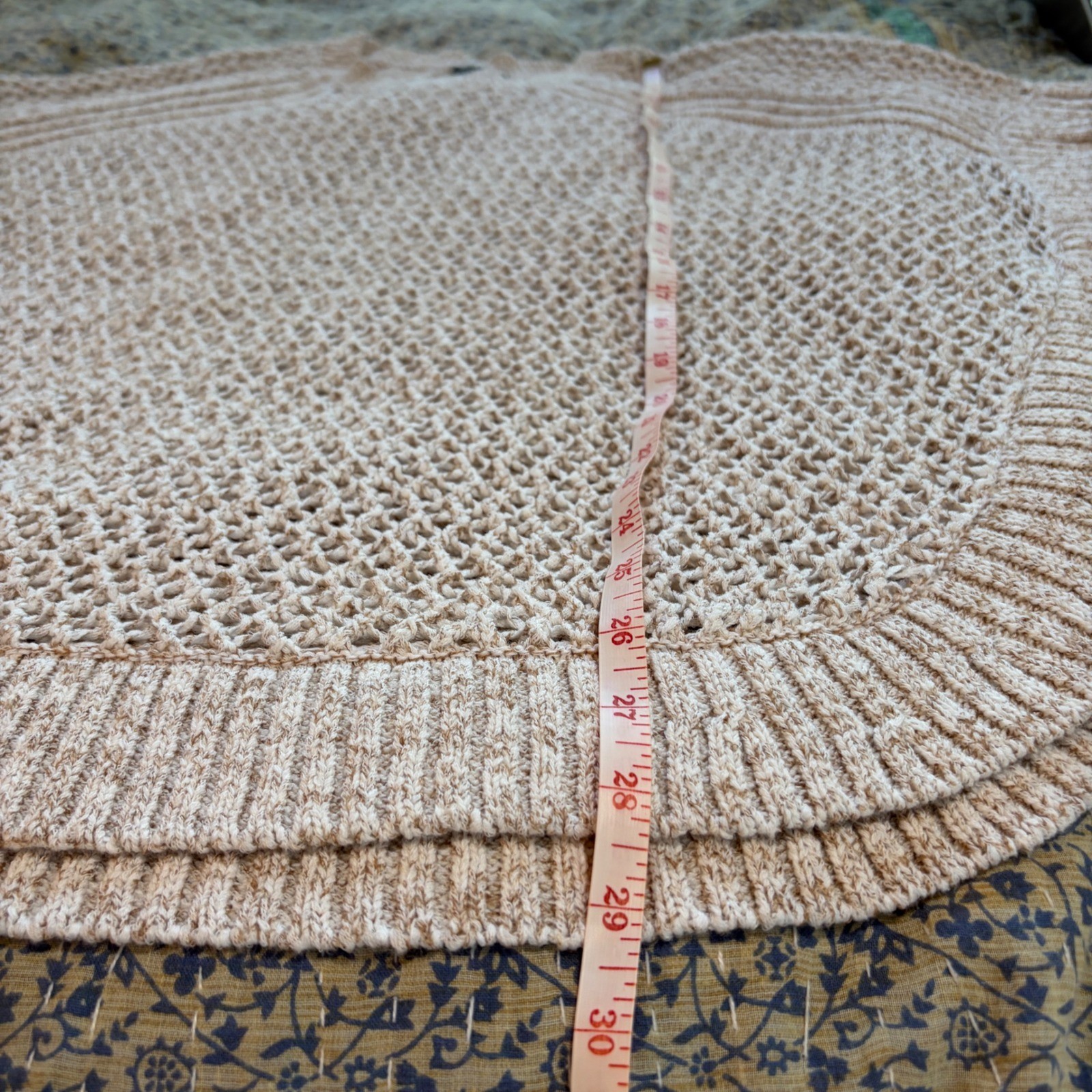 TALBOTS Open Stitch Poncho in Rattan, Large