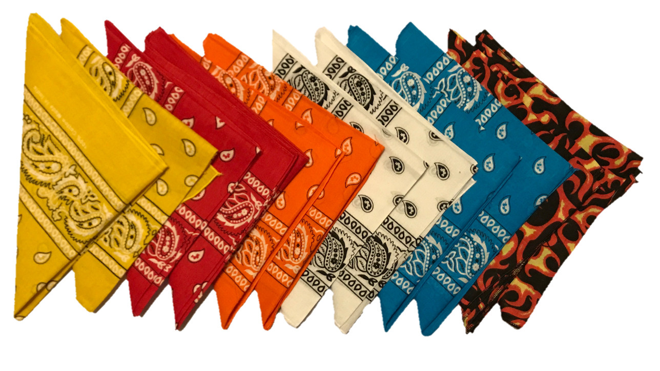 Styllion Paisley printed and solid color Bandanas – 1, 3, 6, 12 pieces