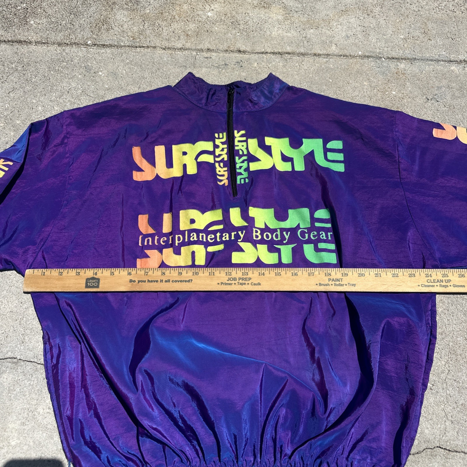 Surf Style Windbreaker Iridescent Purple 1/4 Zip Pullover 90s Vintage One Size