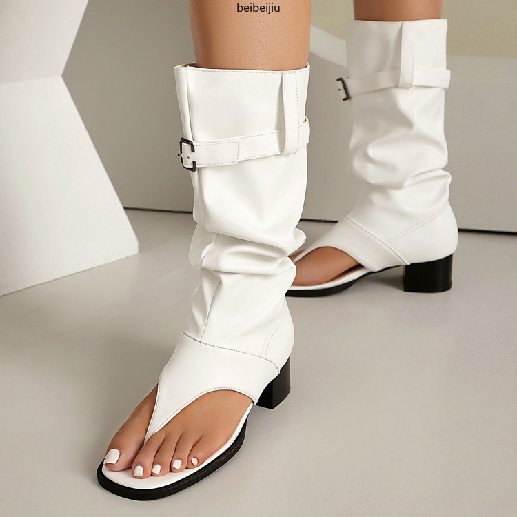 Women‘s Roman Gladiator Denim Boots Sandals Flip Flop Shoes Thongs Belt Casual