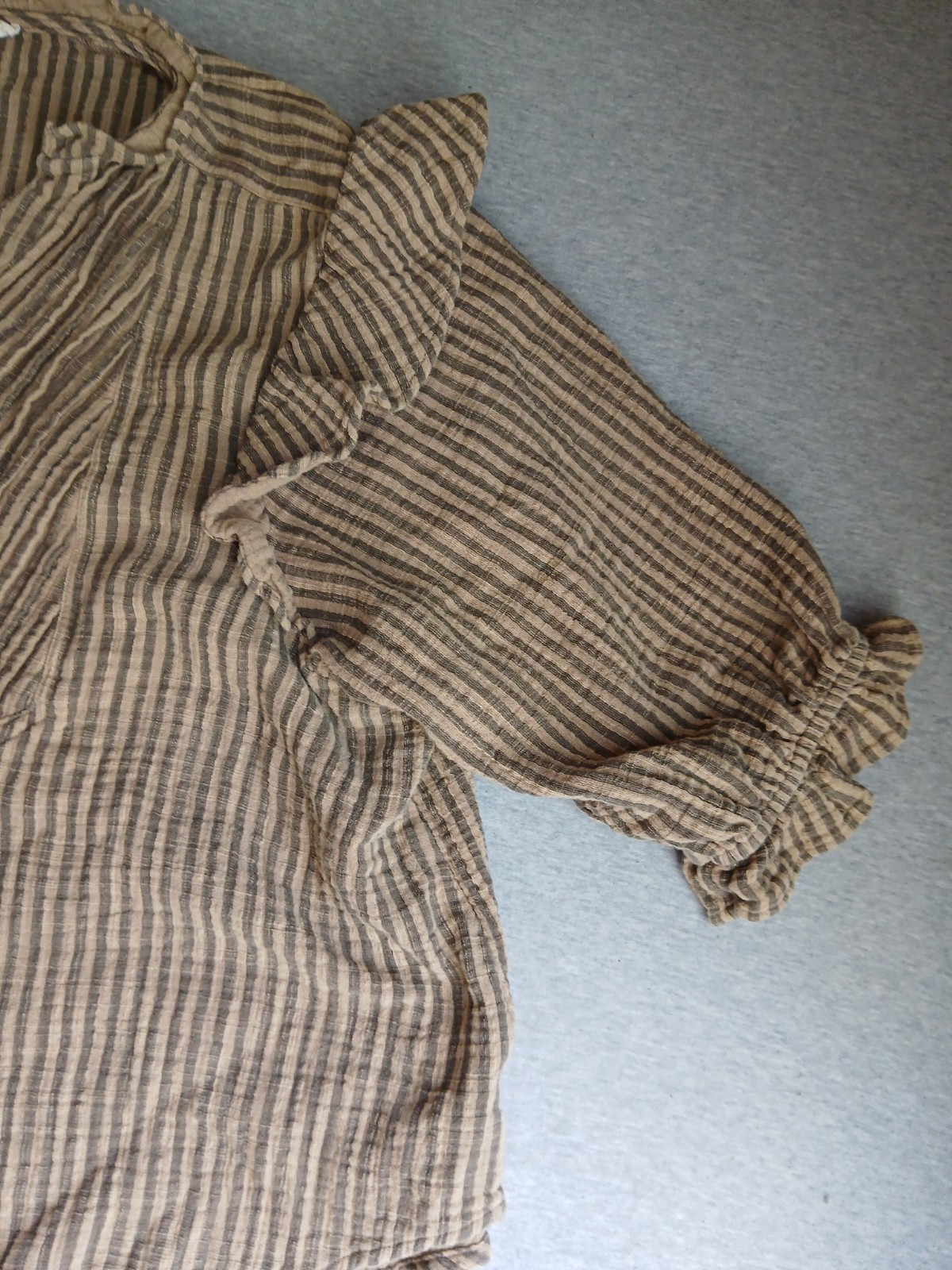 Easel Top Large Cotton Gauze Ruffle Stripe Peasant Bohemian Cottage Boho