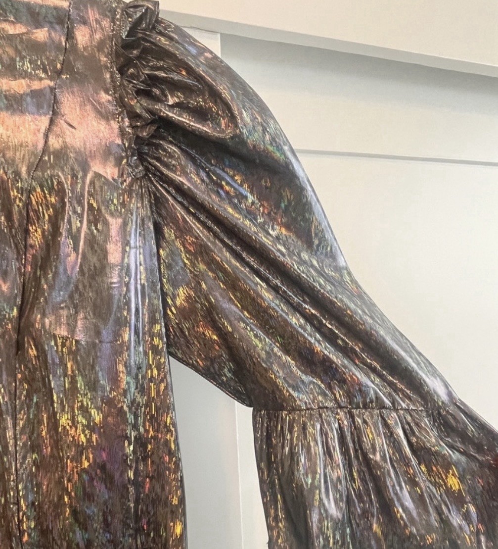 BATSHEVA Silver Iridescent Holographic Mini Dress size 12