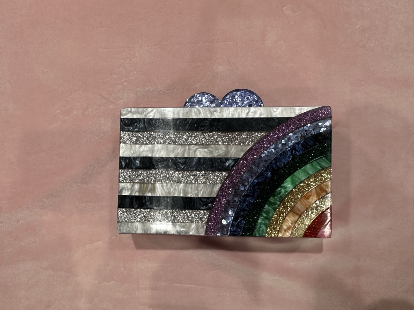 Elizabeth Sutton Collection Acrylic Clutch Purse Arc Rainbow – MISSING STRAP