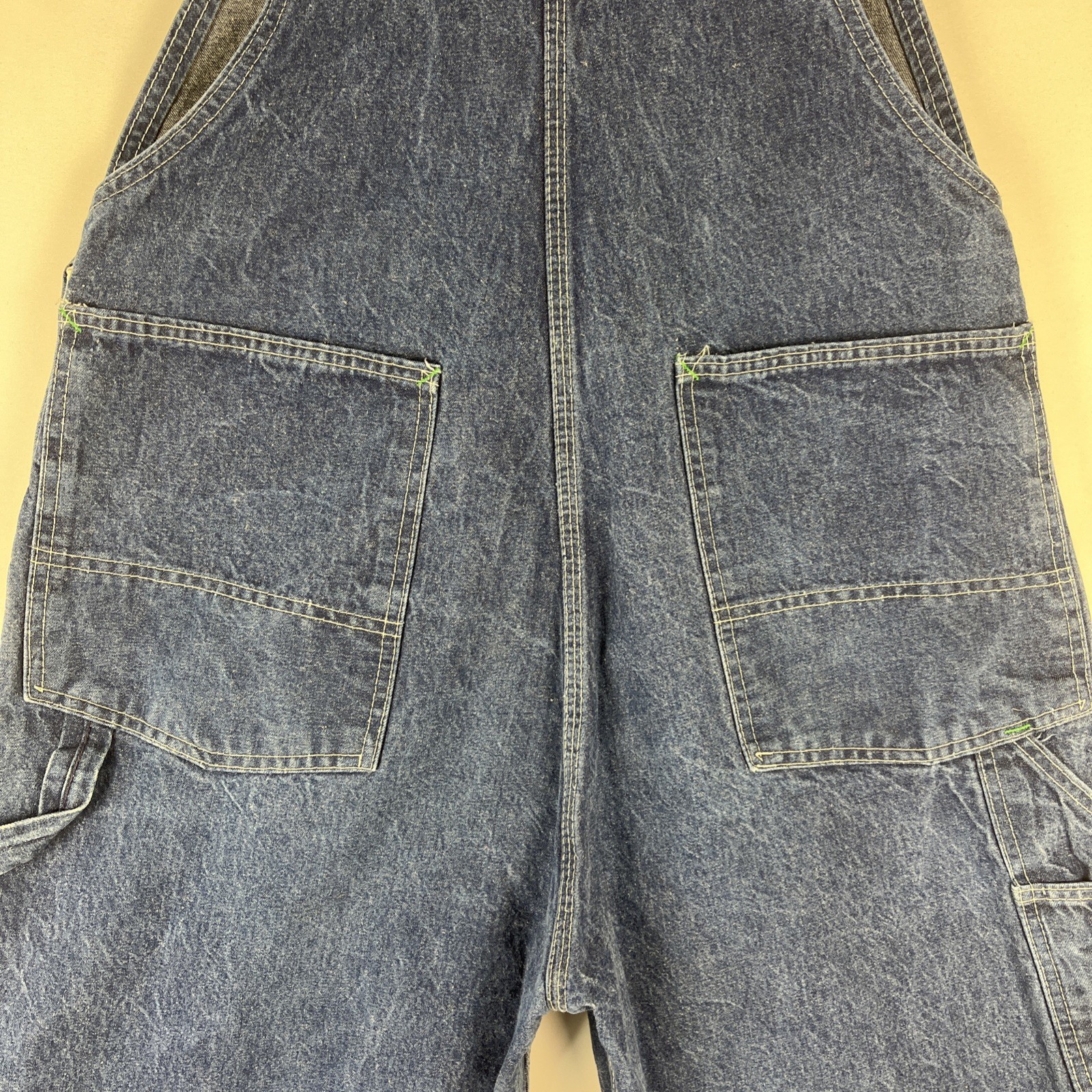 Big Smith Carpenter Bib Overalls 38×32 Made USA Workwear Button Fly Blue Nice!!