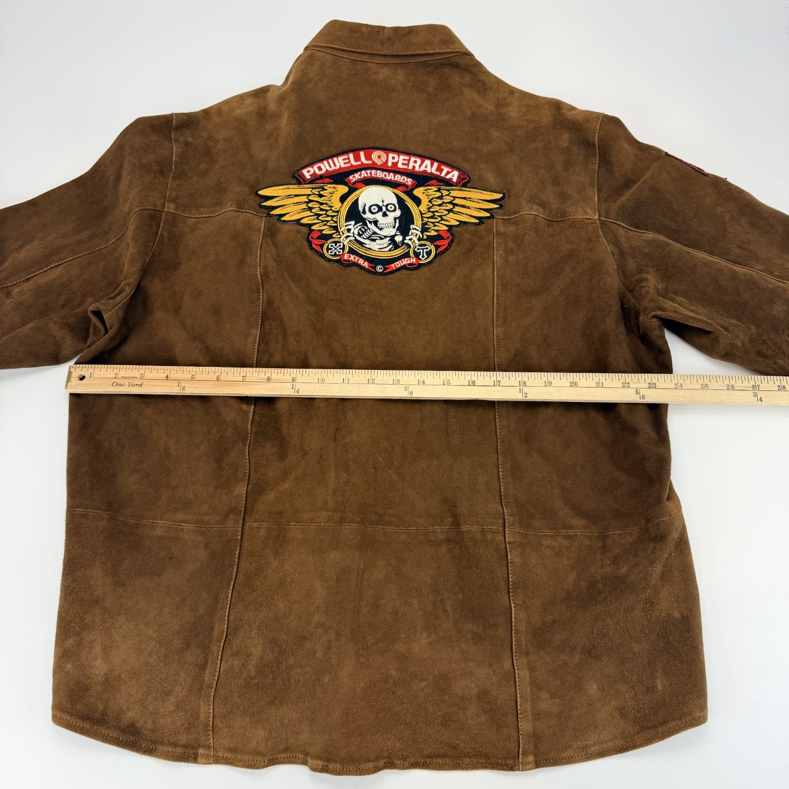 Custom Powell Peralta Suede Jacket XXL Spitfire Deathbox Skate Patches