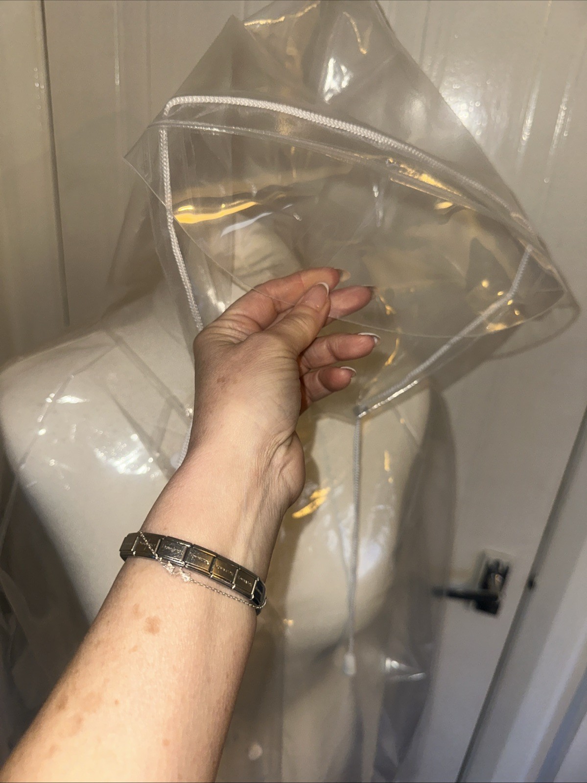 Erotic Waterproof PVC Plastic Vinyl Long Raincoat Mac Fetish SeeThrough 12/14