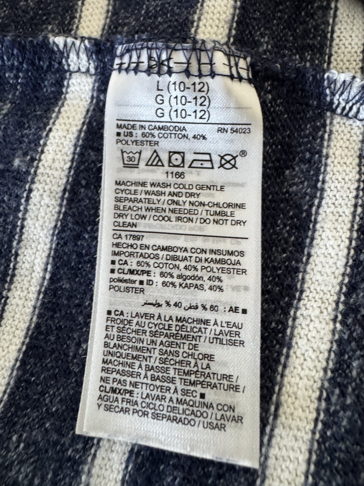 Old Navy, Navy Blue & White Striped Open Front Cardigan, Size L