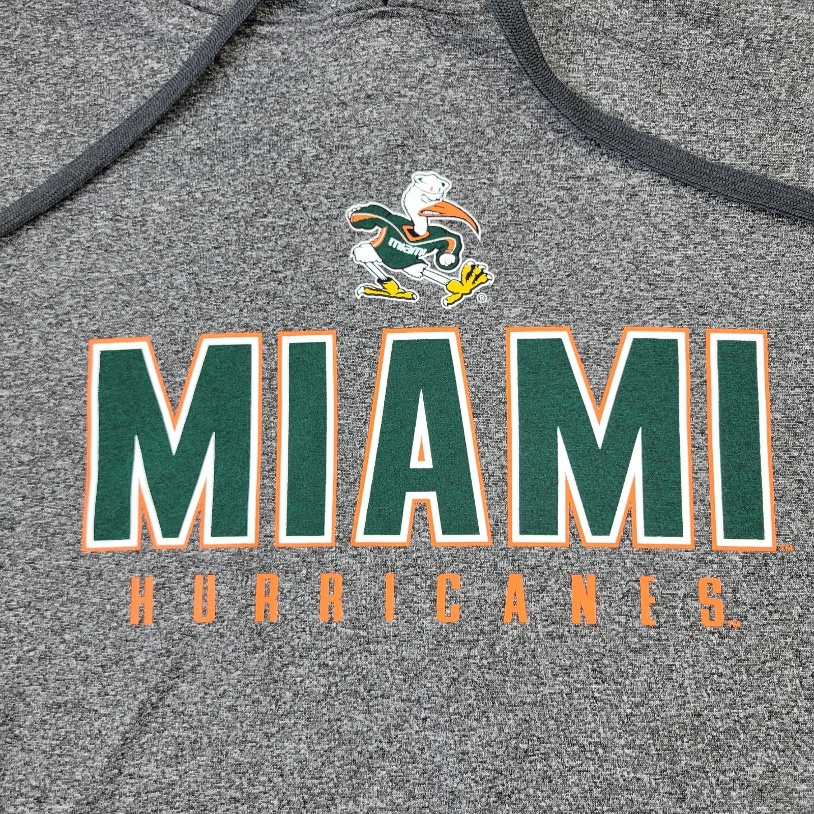 Champion Miami Hurricanes Hoodie Mens Large Gray Graphic Pullover Pockets