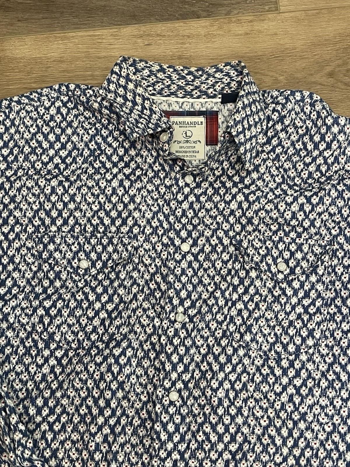 Panhandle Rough Stock – Pearl Snap western- 100% Cotton Made In Texas Large Mens
