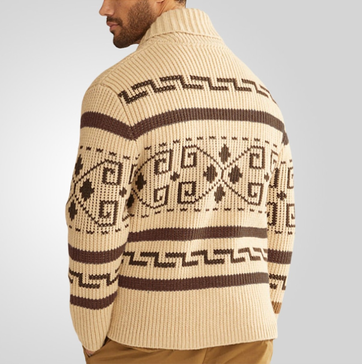 Mens Sweater Big Lebowski Cardigan Knit Jeffery Zip Up Adult New Movie Costume