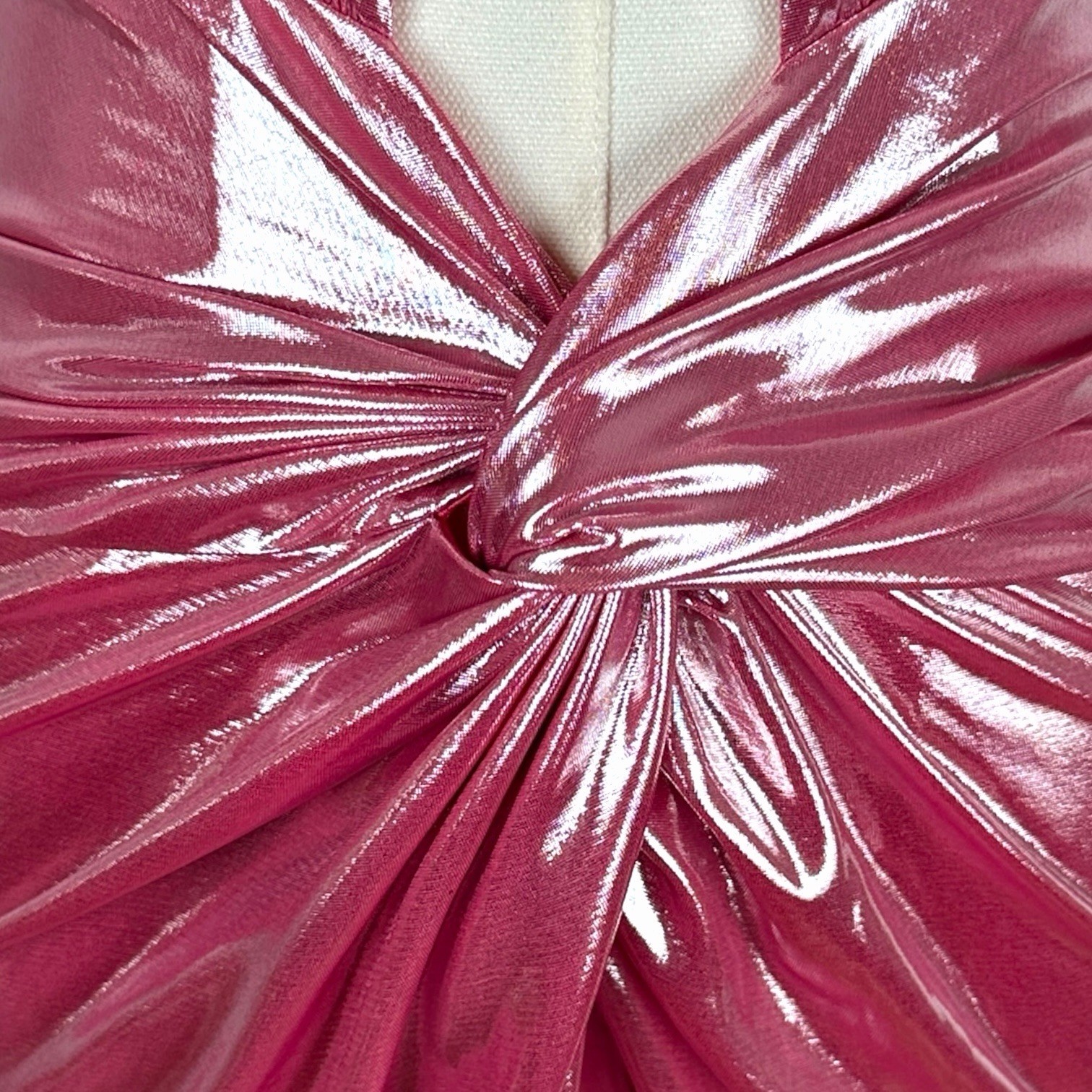 $798 Retrofete Nissa Dress Pink Gold Lame Knotted Halter Designer Rare Small