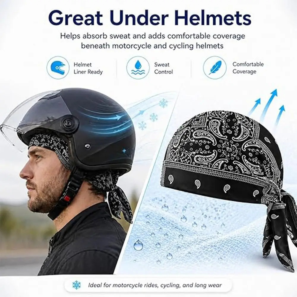 Paisley Print Hijab Cap Bandana Headscarf UV Protection Quick Dry Cycling